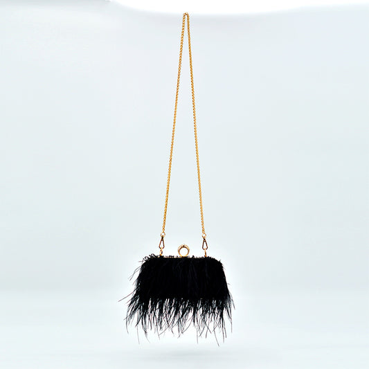 Ostrich Feather Bag, Evening Clutch Crossbody Bag