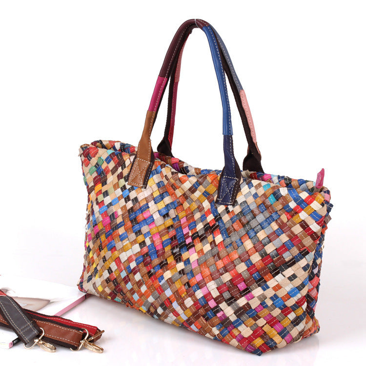 Hand-woven Genuine Leather Stripe Crossbody bag
