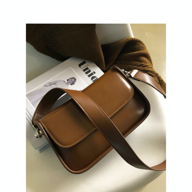 Genuine Leather Cowhide Flap Shoulder Messenger Handbag