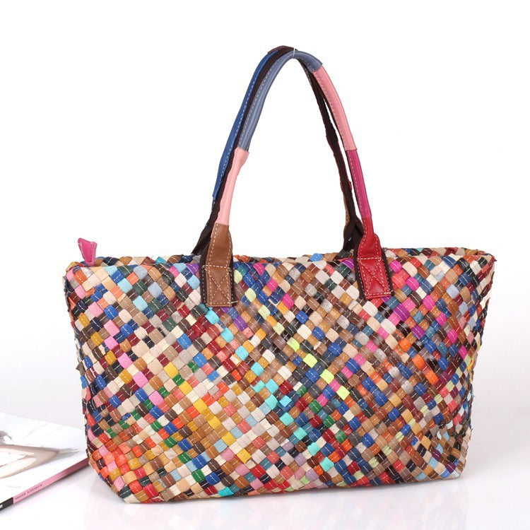 Hand-woven Genuine Leather Stripe Crossbody bag