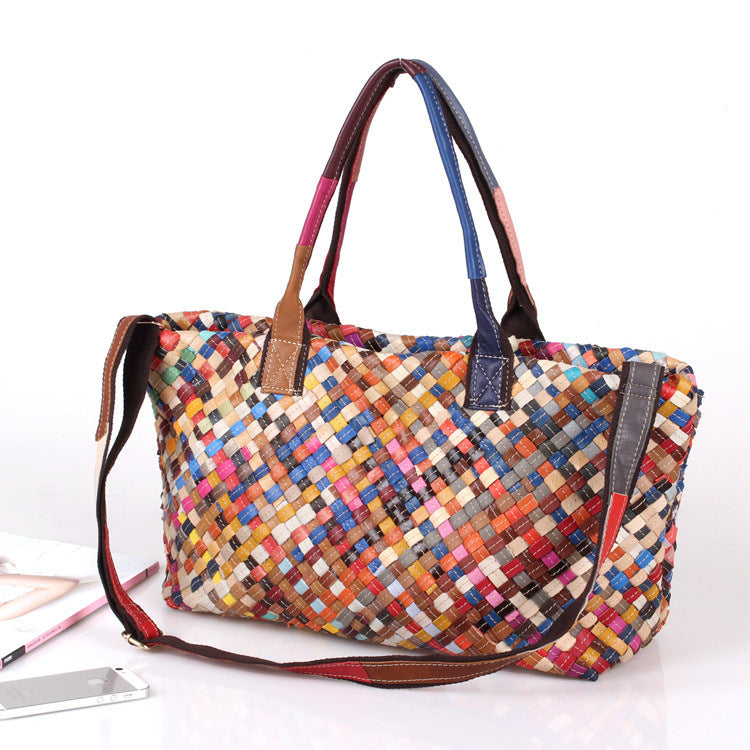 Hand-woven Genuine Leather Stripe Crossbody bag