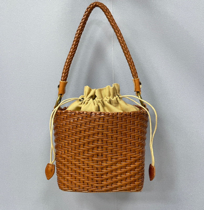 Women's Cowhide Weave Vintage Handbag