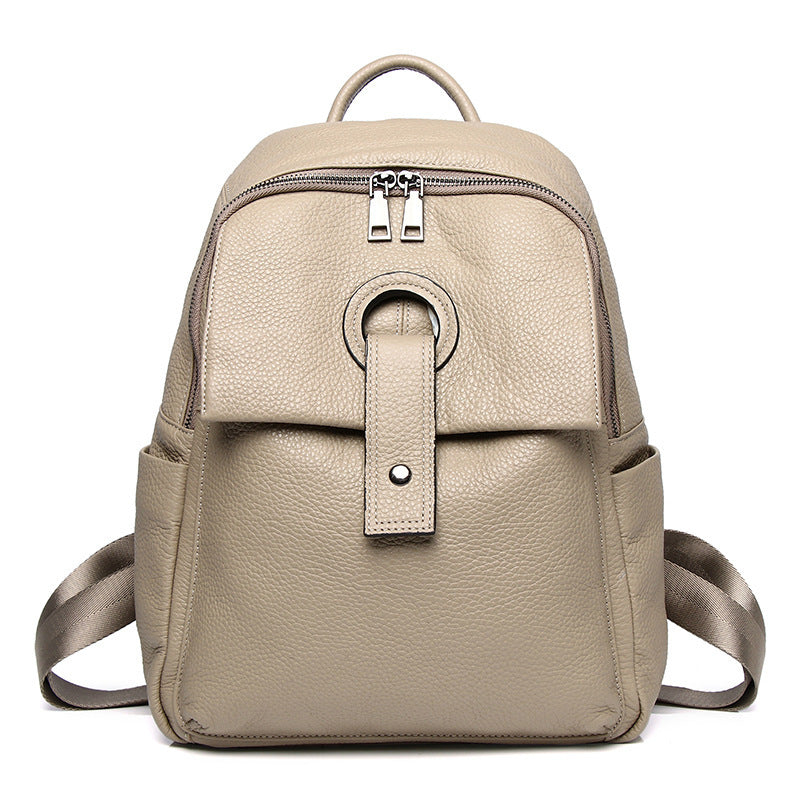 Women's Genuine Leather Fashion Large Capacity Shoulder Backpack