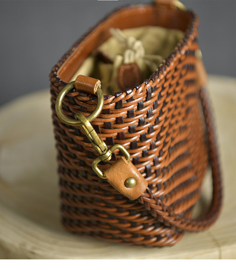 Women's Cowhide Weave Vintage Handbag