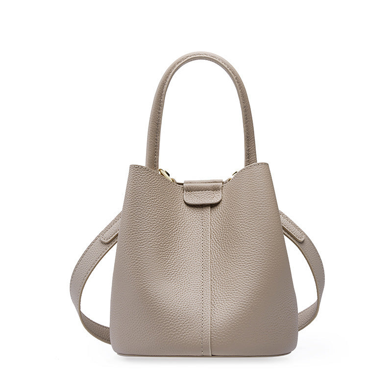 Genuine Leather Crossbody Bucket Bag