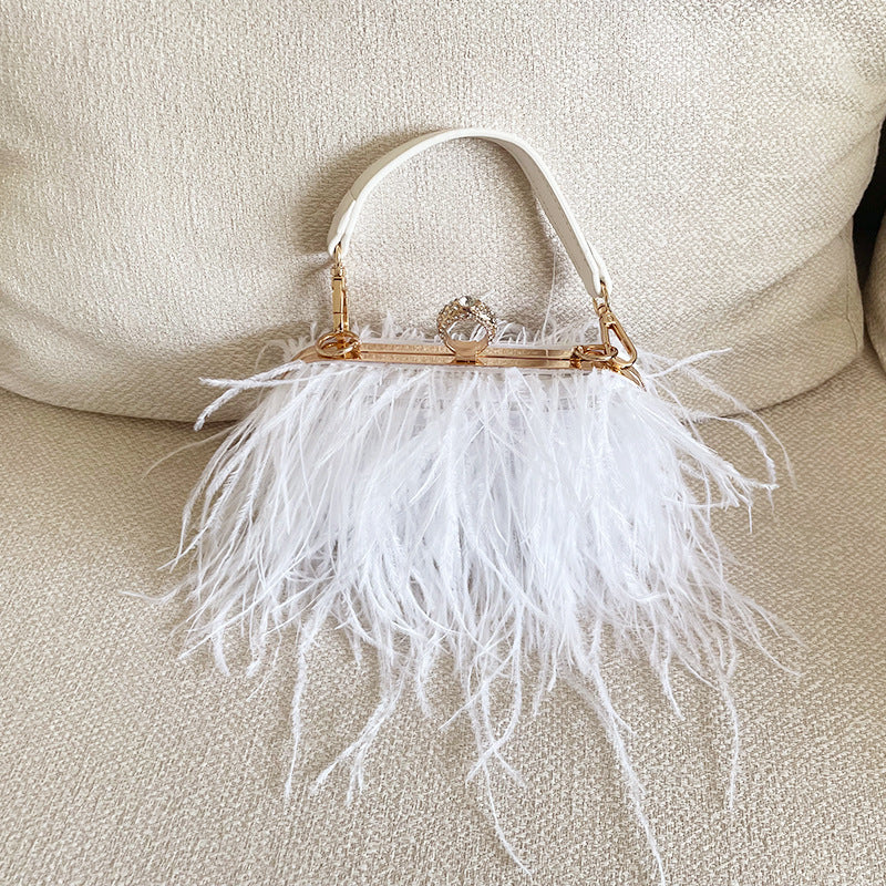 Ostrich Feather Bag, Evening Clutch Crossbody Bag