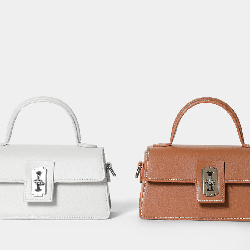 Genuine Leather Top Handle Crossbody Bag