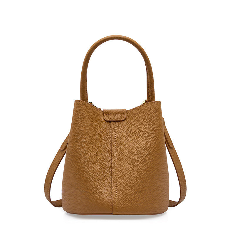 Genuine Leather Crossbody Bucket Bag