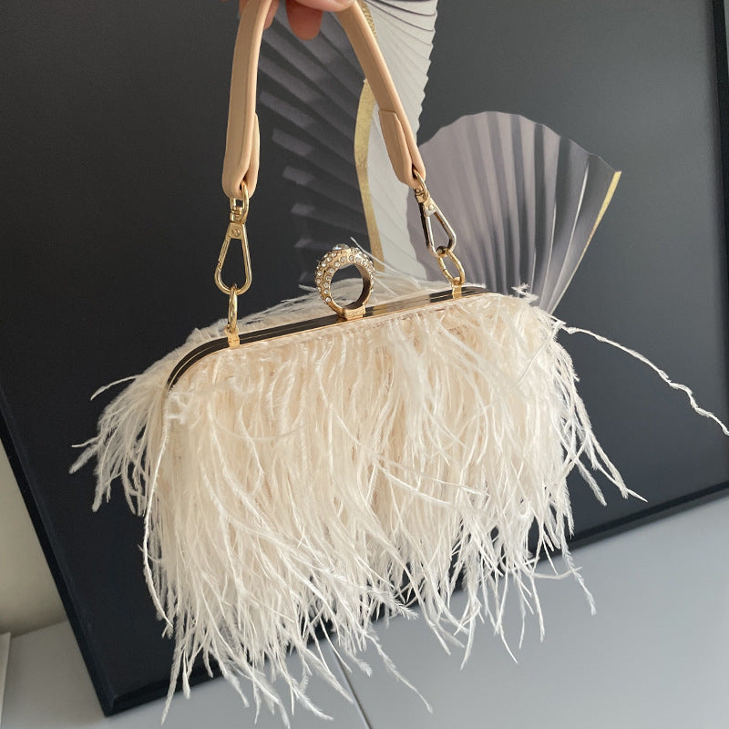 Ostrich Feather Bag, Evening Clutch Crossbody Bag
