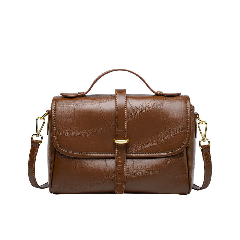 Genuine Leather Top Handle Crossbody Bag