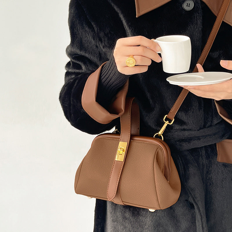 Genuine LeatherSmall Top Handle Crossbody Bag