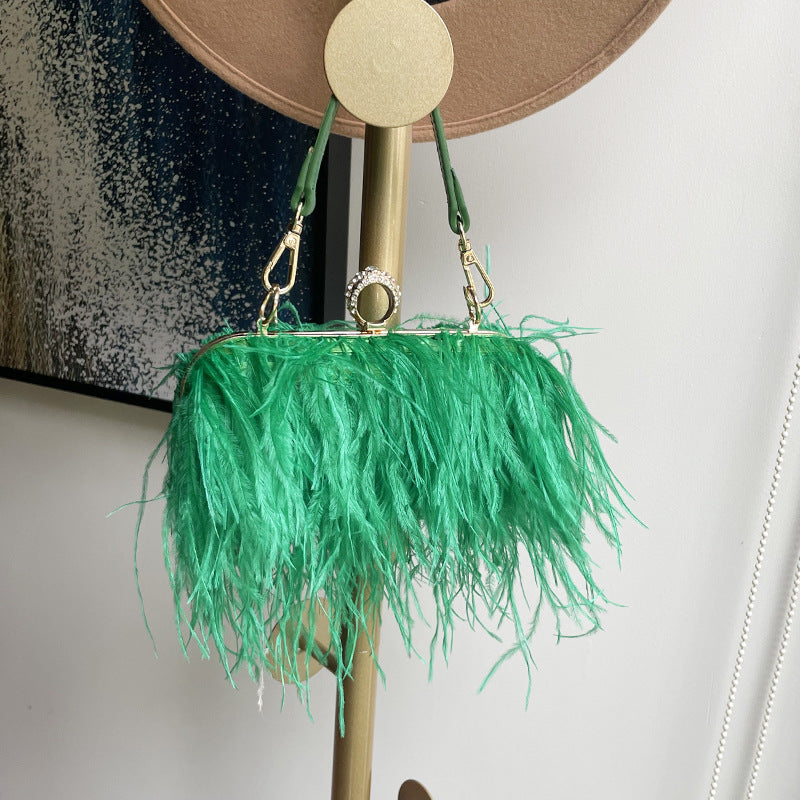 Ostrich Feather Bag, Evening Clutch Crossbody Bag