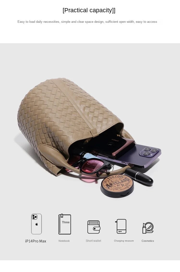Genuine Leather bag, Hand woven Bag, Vintage Style Leather bag, gift for her, Bucket Bag Women