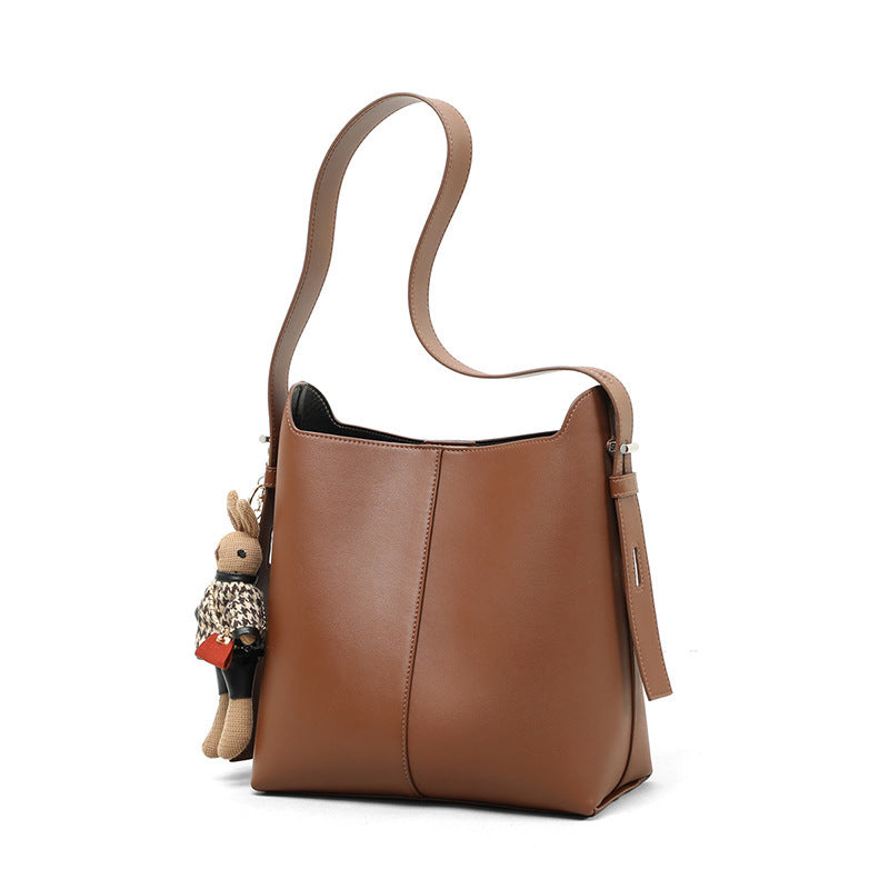 Genuine Leather Bucket Bag Large Capacity Shoulder Bag