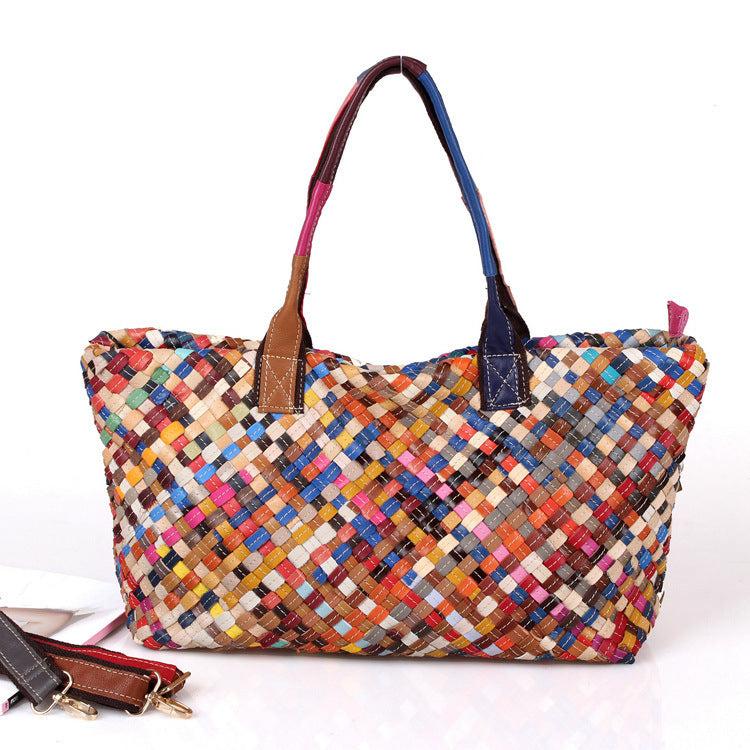 Hand-woven Genuine Leather Stripe Crossbody bag