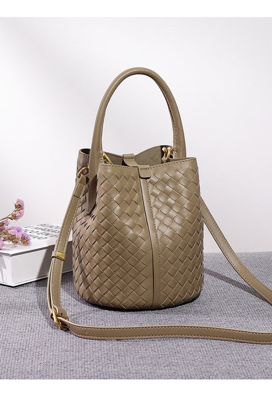 Genuine Leather bag, Hand woven Bag, Vintage Style Leather bag, gift for her, Bucket Bag Women