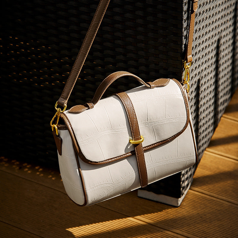 Genuine Leather Top Handle Crossbody Bag