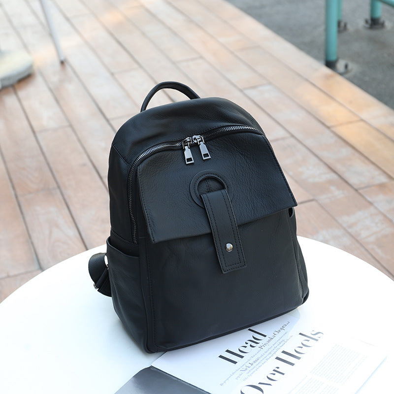 Women's Genuine Leather Fashion Large Capacity Shoulder Backpack