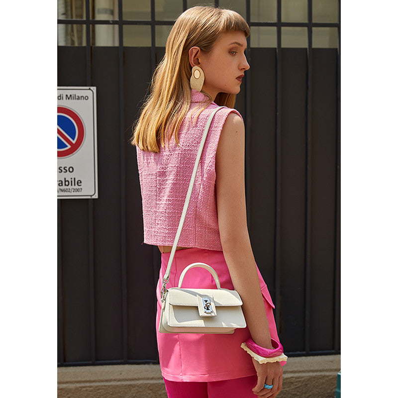Genuine Leather Top Handle Crossbody Bag