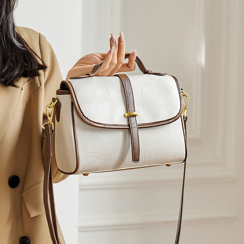 Genuine Leather Top Handle Crossbody Bag