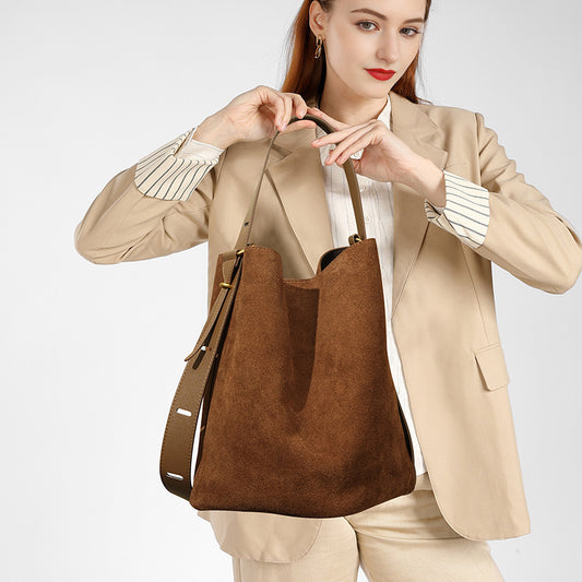 Suede Bucket Tote Bag
