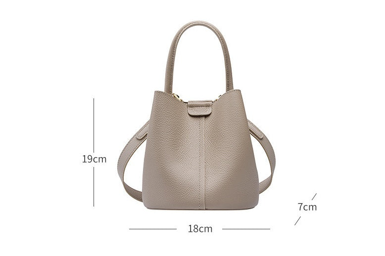 Genuine Leather Crossbody Bucket Bag