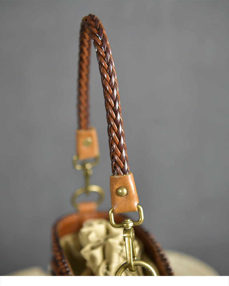 Women's Cowhide Weave Vintage Handbag