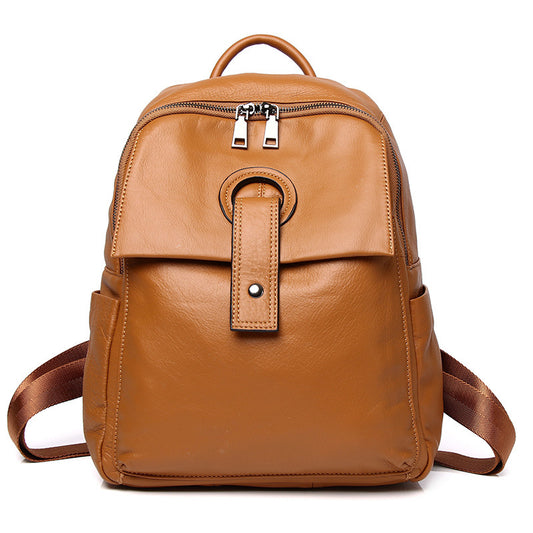 Women's Genuine Leather Fashion Large Capacity Shoulder Backpack