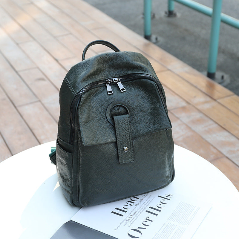 Women's Genuine Leather Fashion Large Capacity Shoulder Backpack