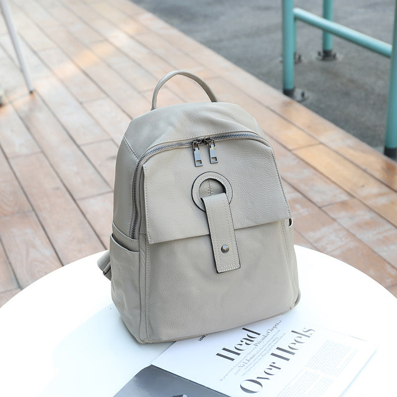 Women's Genuine Leather Fashion Large Capacity Shoulder Backpack