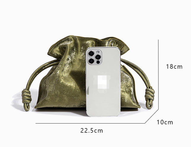 New Chinese Satin Cowhide Drawstring Lucky Bag