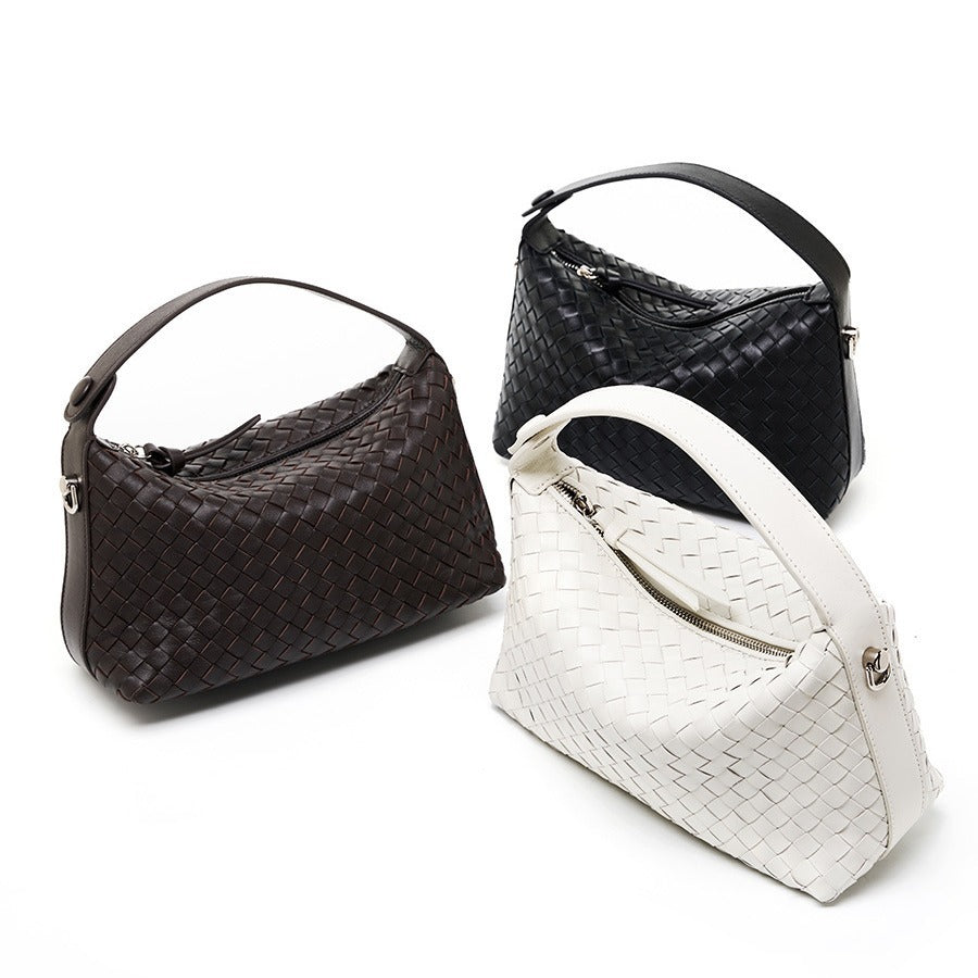 Genuine Leather Clutch Shoulder Woven Bag