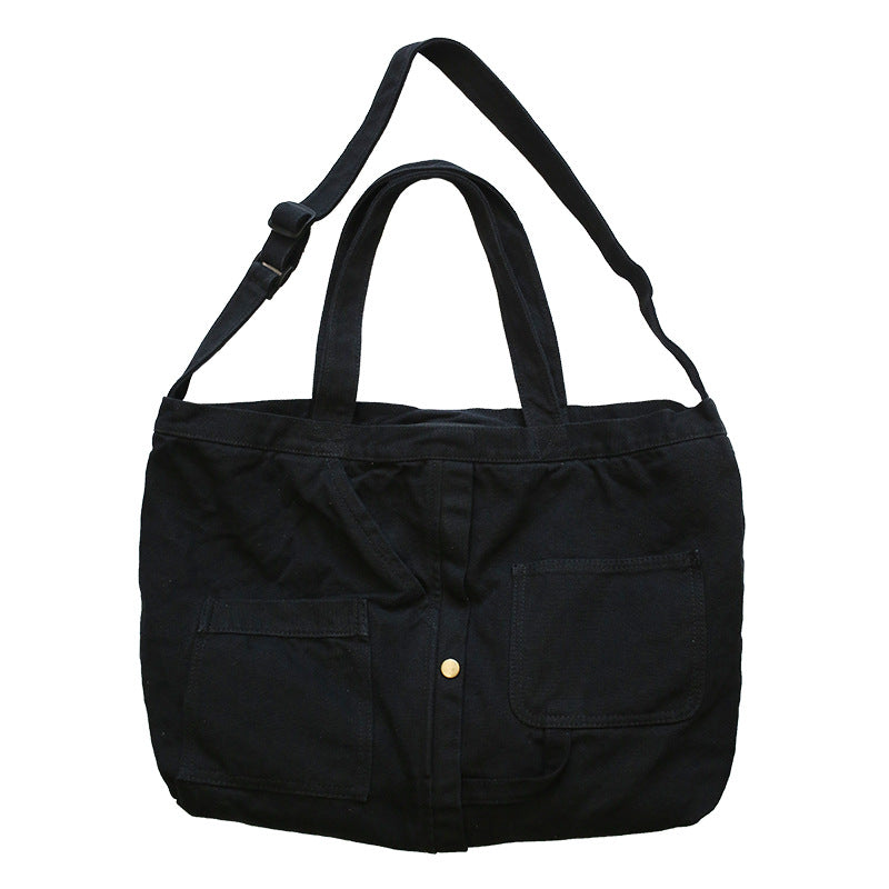 Korean version lazy style new canvas shoulder bag for women simple arts cross-body bag for every retro women's large bag