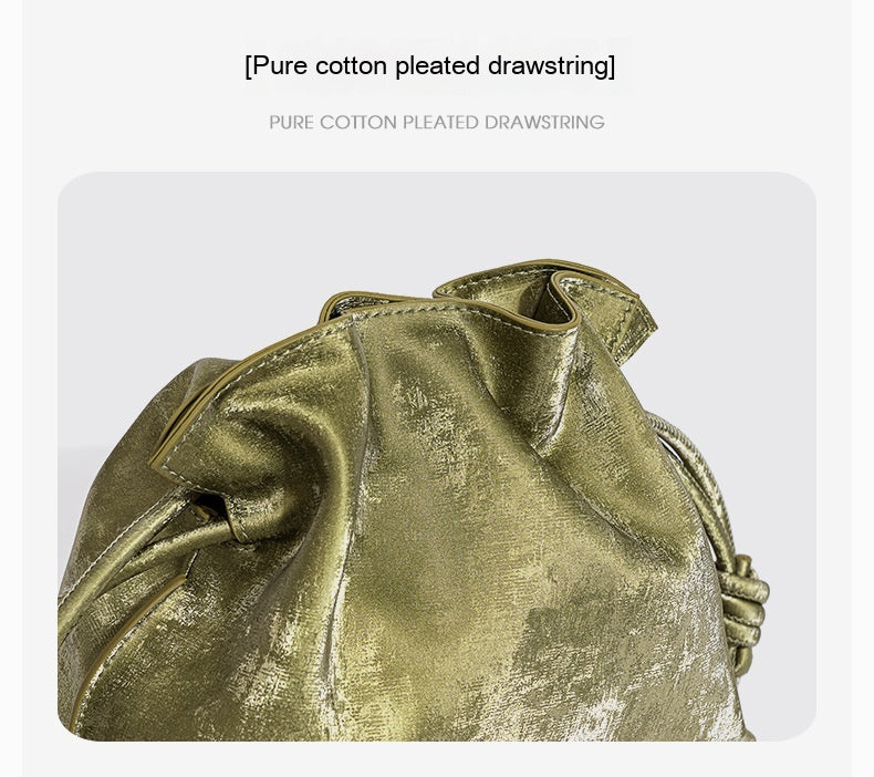 New Chinese Satin Cowhide Drawstring Lucky Bag