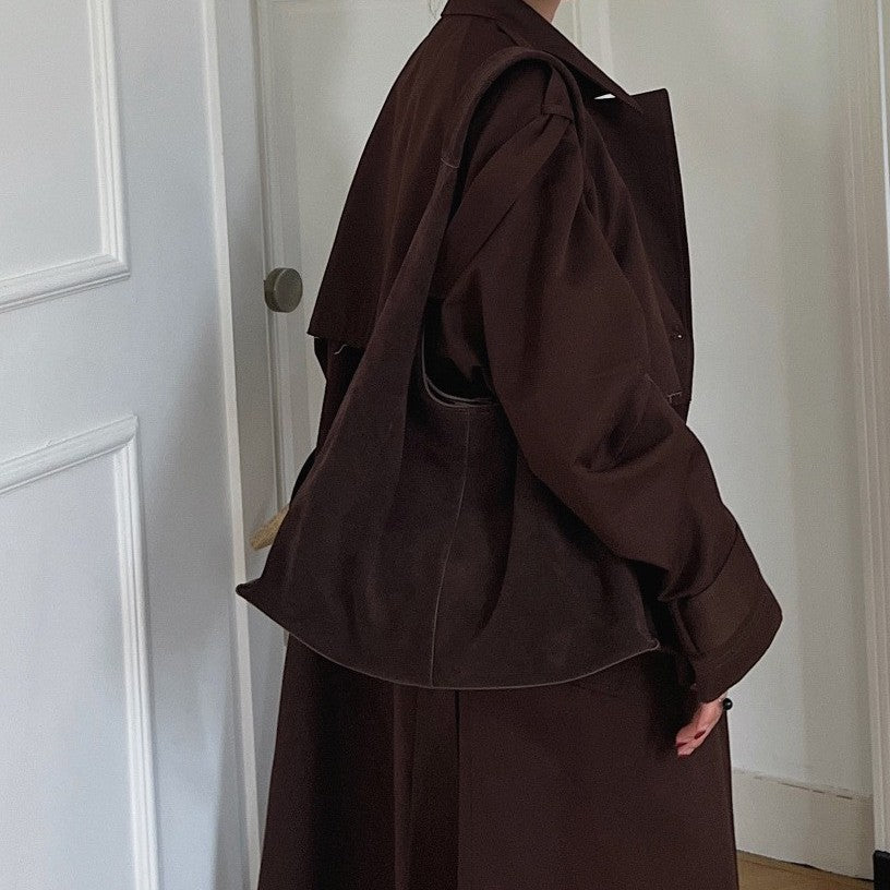 Autumn and winter new sanded leather triangle Tote bag large capacity commuter shoulder bag leisure all- leather women's bag