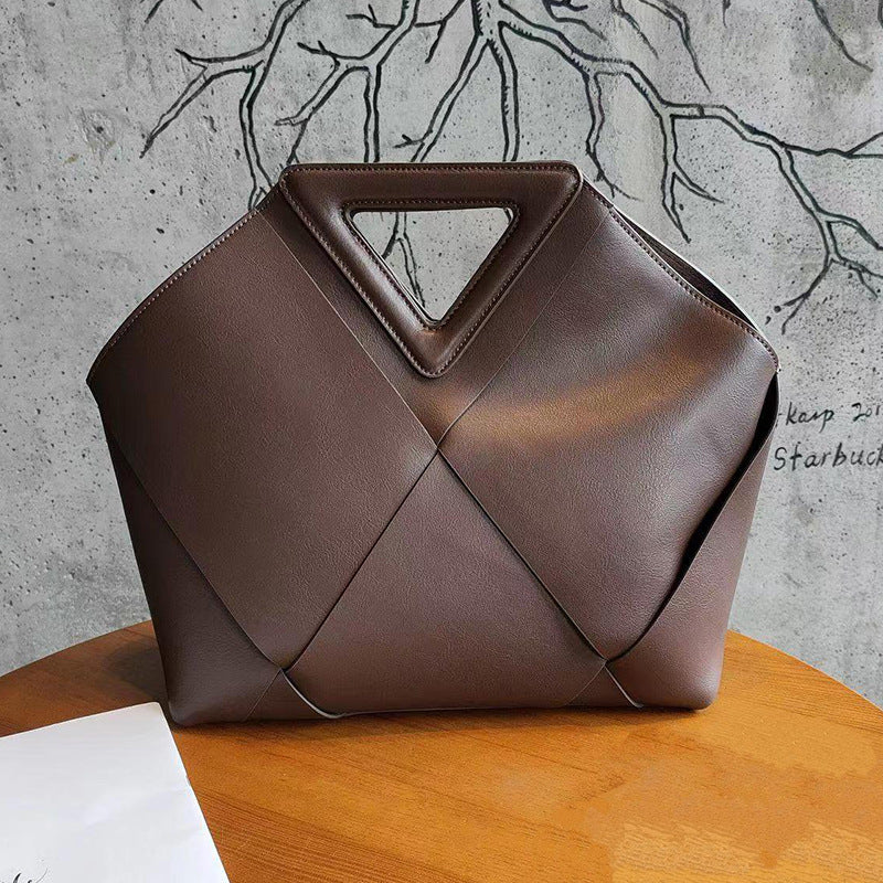 New leather bag for women's niche design light luxury cowhide woven bag hand Bill of lading shoulder women's bag - HauteMadeStudio