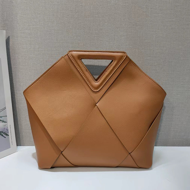 New leather bag for women's niche design light luxury cowhide woven bag hand Bill of lading shoulder women's bag - HauteMadeStudio