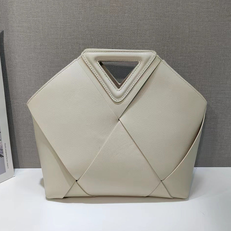 New leather bag for women's niche design light luxury cowhide woven bag hand Bill of lading shoulder women's bag - HauteMadeStudio