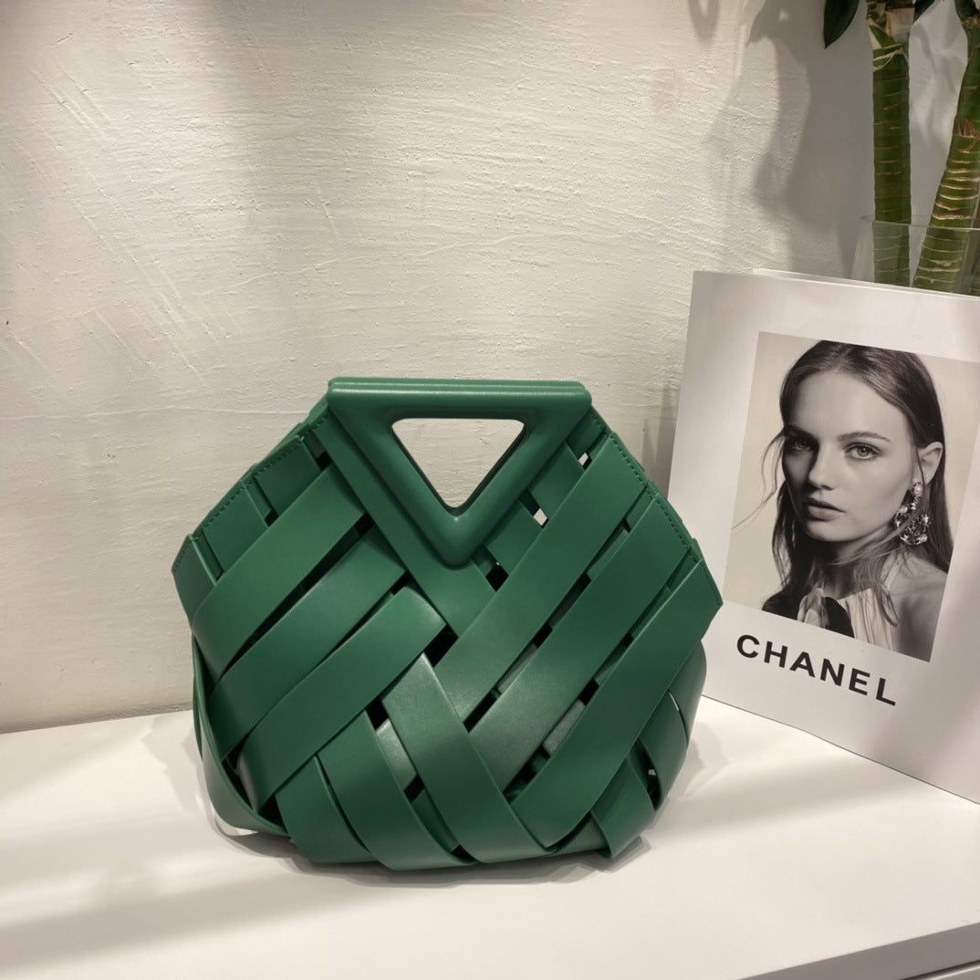 2022 new rhomboid hollow-out woven handbag for women, basket tote, cross-body, one-shoulder handbag for women - HauteMadeStudio