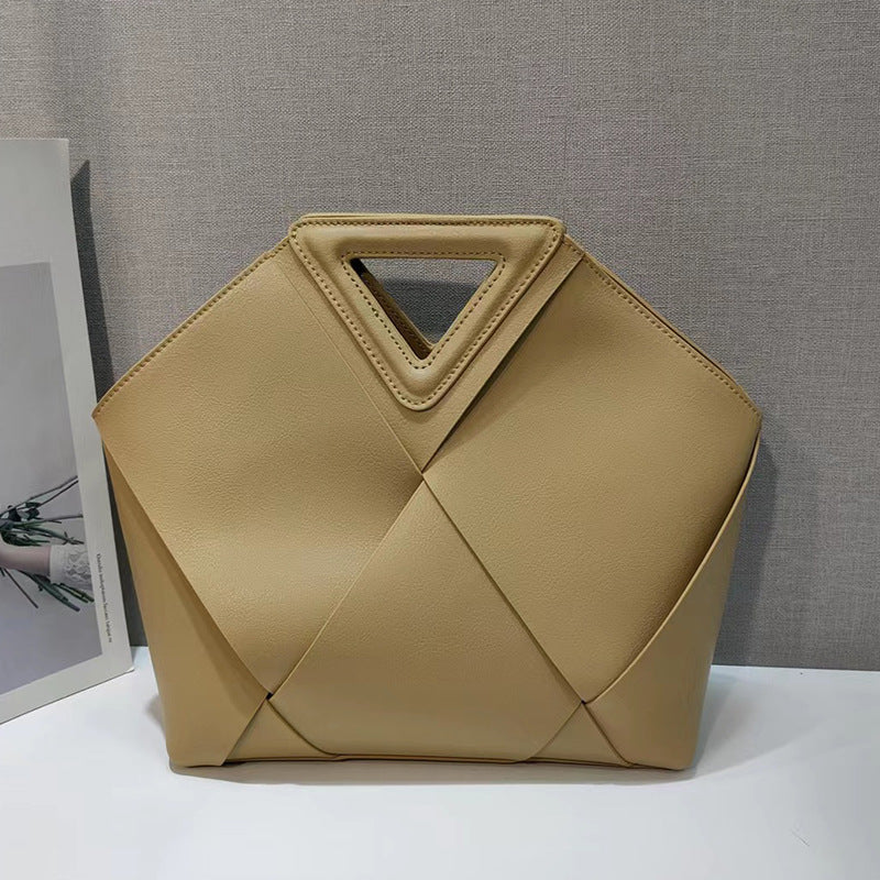 New leather bag for women's niche design light luxury cowhide woven bag hand Bill of lading shoulder women's bag - HauteMadeStudio