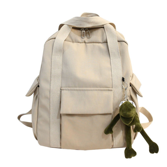 Nylon Backpack Simple School Bag For Teenage Girl Shoulder Travel Bag School Backpack - HauteMadeStudio