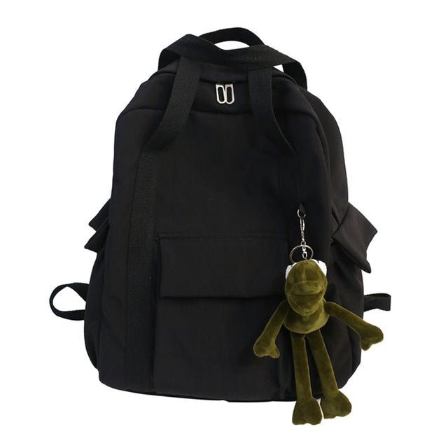 Nylon Backpack Simple School Bag For Teenage Girl Shoulder Travel Bag School Backpack - HauteMadeStudio
