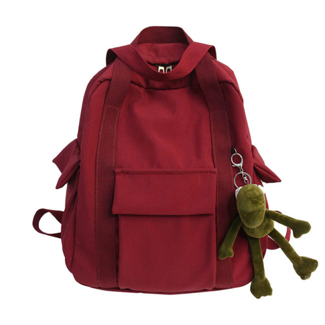 Nylon Backpack Simple School Bag For Teenage Girl Shoulder Travel Bag School Backpack - HauteMadeStudio